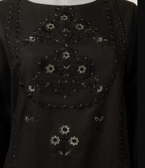 Black lawn embroidered stitched 2pc