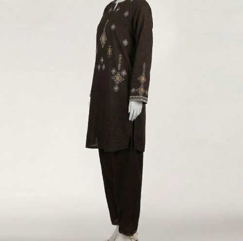 Black dobby embroidered co-ord set
