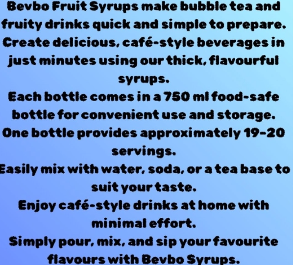 Bevbo Peach Syrup For Bubble Tea And Fruity Drinks | 750ml Food-Safe Bottle | Bubble Tea Supply Pakistan