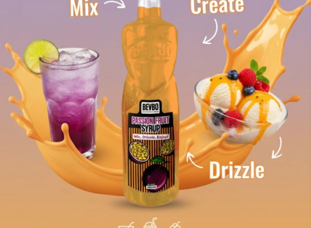 Bevbo Passion Fruit Syrup For Bubble Tea And Fruity Drinks | 750ml Food-Safe Bottle | Bubble Tea Supply Pakistan