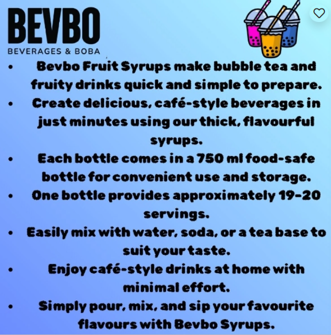 Bevbo Lychee Syrup For Bubble Tea And Fruity Drinks | 750ml Food-Safe Bottle | Bubble Tea Supply Pakistan