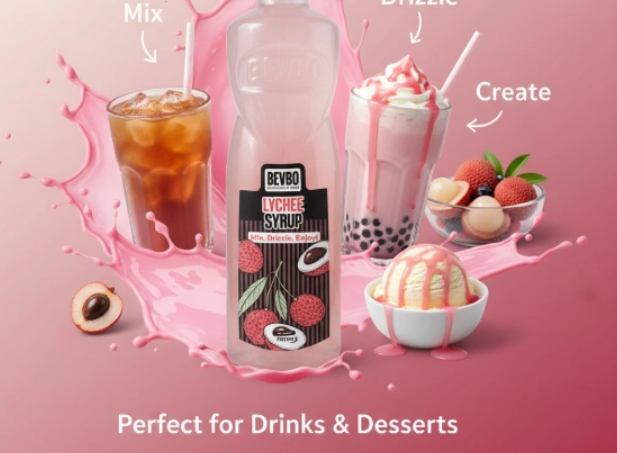 Bevbo Lychee Syrup For Bubble Tea And Fruity Drinks | 750ml Food-Safe Bottle | Bubble Tea Supply Pakistan