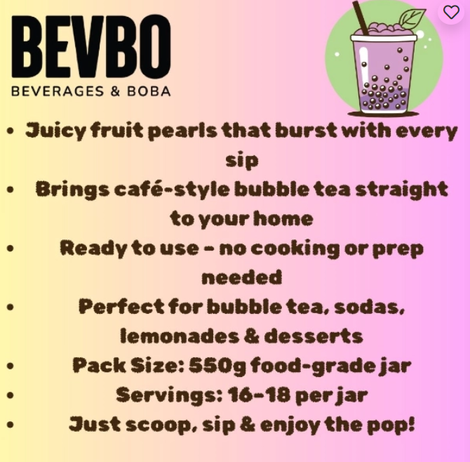 Blueberry Popping Boba – Juice-Filled Bursting Pearls for Bubble Tea, Smoothies & Desserts | Ready-to-Use | Bevbo